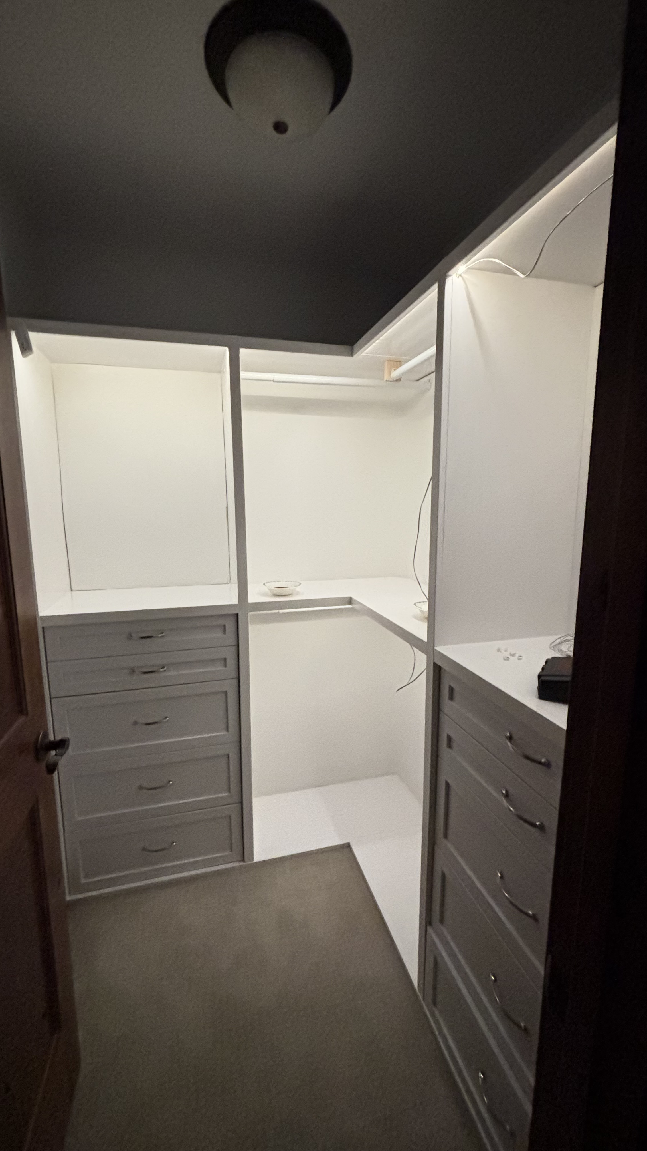 The finished custom closet, built from scratch
